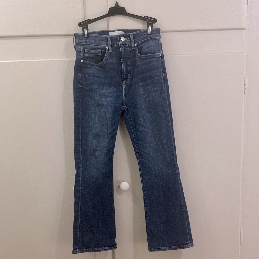 Women’s Loft High Rise Kick Crop Jeans size 26 Petite Dark blue Stretch